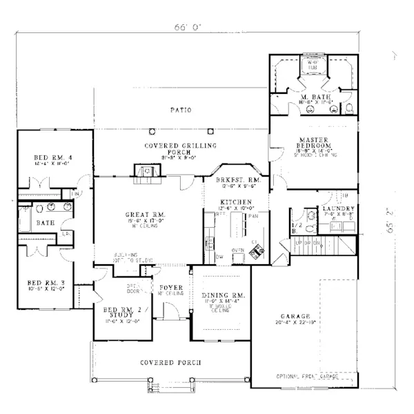 Neoclassical House Plan First Floor - Fredonia Falls Ranch Home 055D-0088 - Search House Plans and More