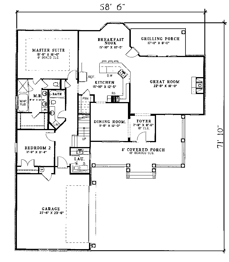 Shingle House Plan First Floor - Spartina Country Home 055D-0089 - Shop House Plans and More