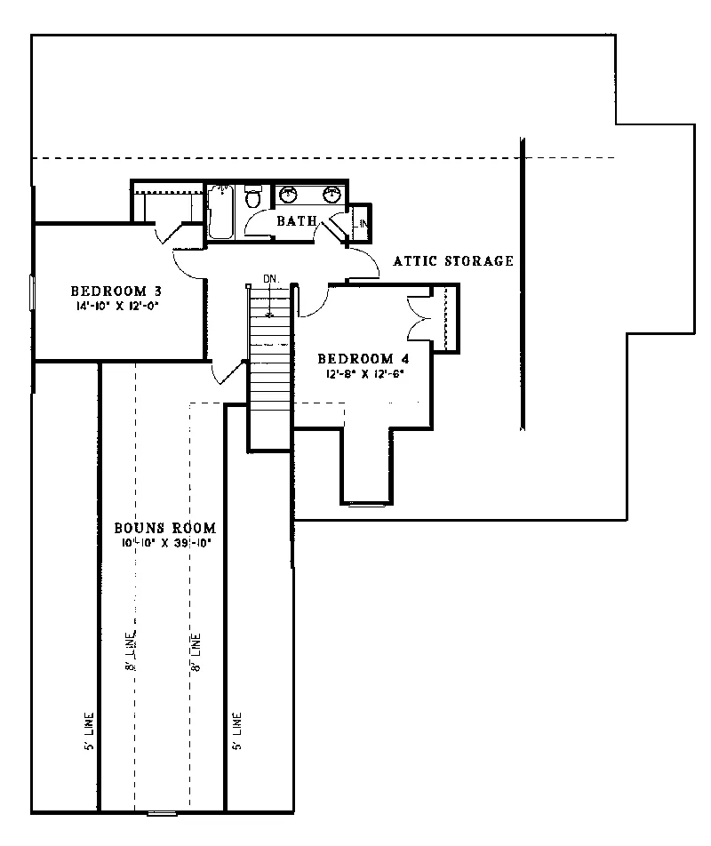 Shingle House Plan Second Floor - Spartina Country Home 055D-0089 - Shop House Plans and More
