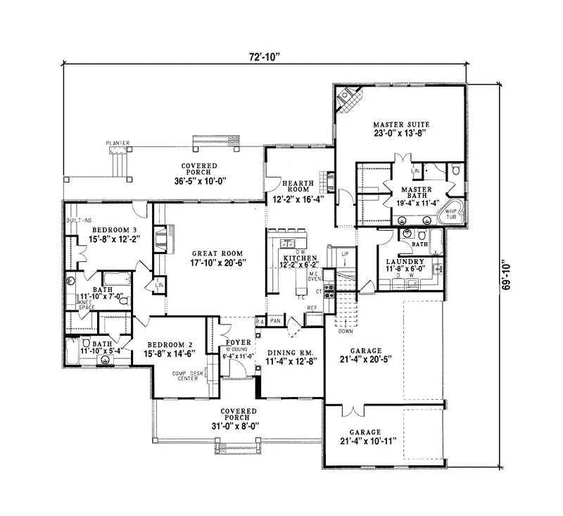 Traditional House Plan First Floor - Fairfield Farm Cape Cod Home 055D-0090 - Search House Plans and More