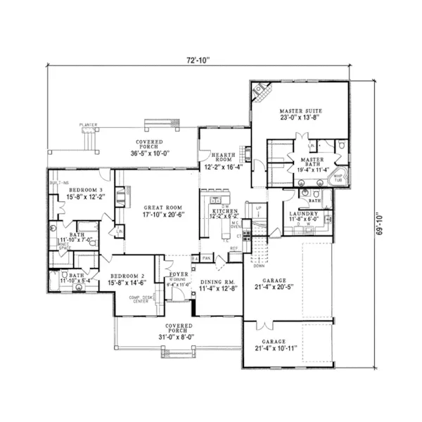 Country House Plan First Floor - Fairfield Farm Cape Cod Home 055D-0090 - Search House Plans and More