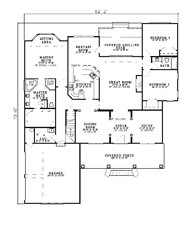 Shingle House Plan First Floor - Valentine Farm Country Home 055D-0091 - Shop House Plans and More