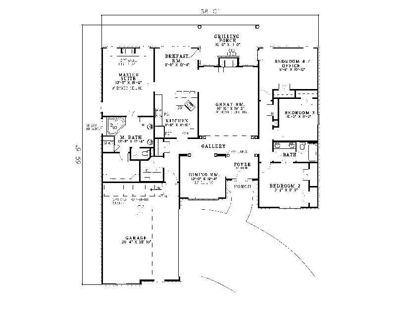 Traditional House Plan First Floor - Carolyn Park French Home 055D-0095 - Search House Plans and More