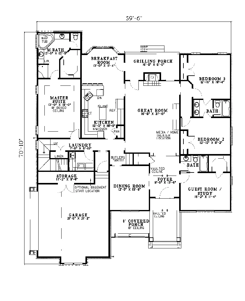 Traditional House Plan First Floor - Kingscross Traditional Home 055D-0097 - Search House Plans and More