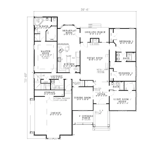 Cape Cod & New England House Plan First Floor - Kingscross Traditional Home 055D-0097 - Search House Plans and More