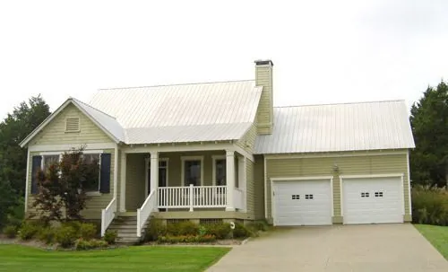 Country Style Home Has Shingle Sided Gable And Covered Front Porch