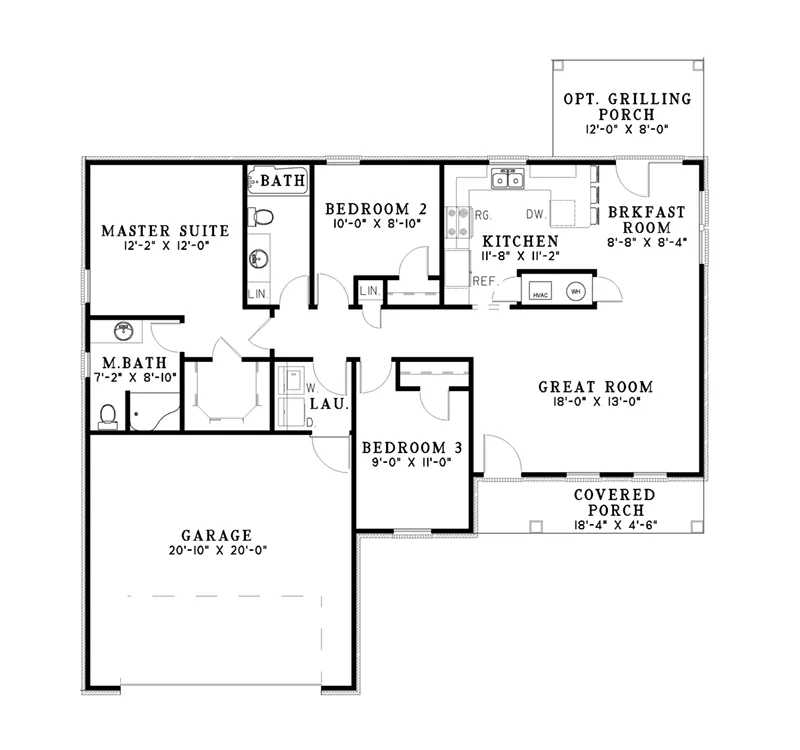 Traditional House Plan First Floor - Holtwood Ranch Home 055D-0106 - Search House Plans and More
