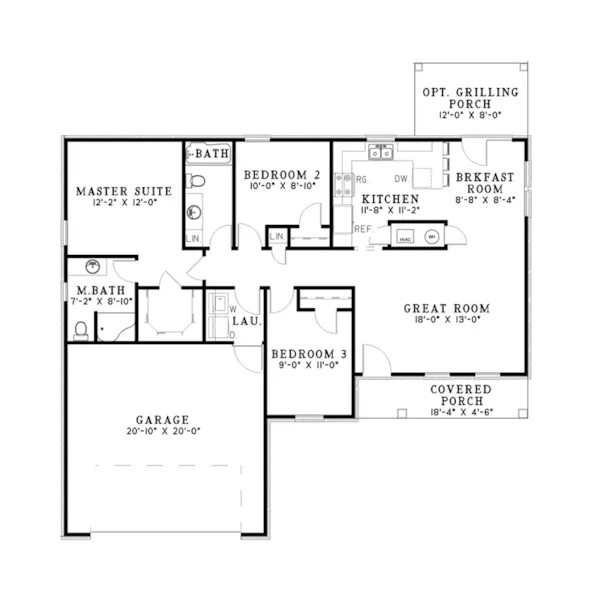 Ranch House Plan First Floor - Holtwood Ranch Home 055D-0106 - Search House Plans and More