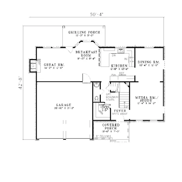 Country House Plan First Floor - Larissa Way Traditional Home 055D-0107 - Shop House Plans and More