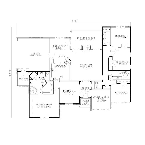 Traditional House Plan First Floor - Douglas Manor Traditional Home 055D-0108 - Search House Plans and More