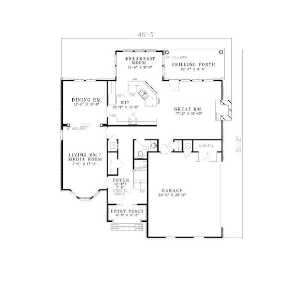 Traditional House Plan First Floor - Amber Traditional Home 055D-0111 - Search House Plans and More