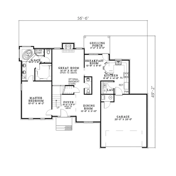 Traditional House Plan First Floor - Oxford Crest Traditional Home 055D-0112 - Shop House Plans and More