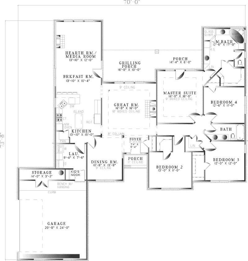 Ranch House Plan First Floor - Robinwood Ranch Home 055D-0113 - Shop House Plans and More