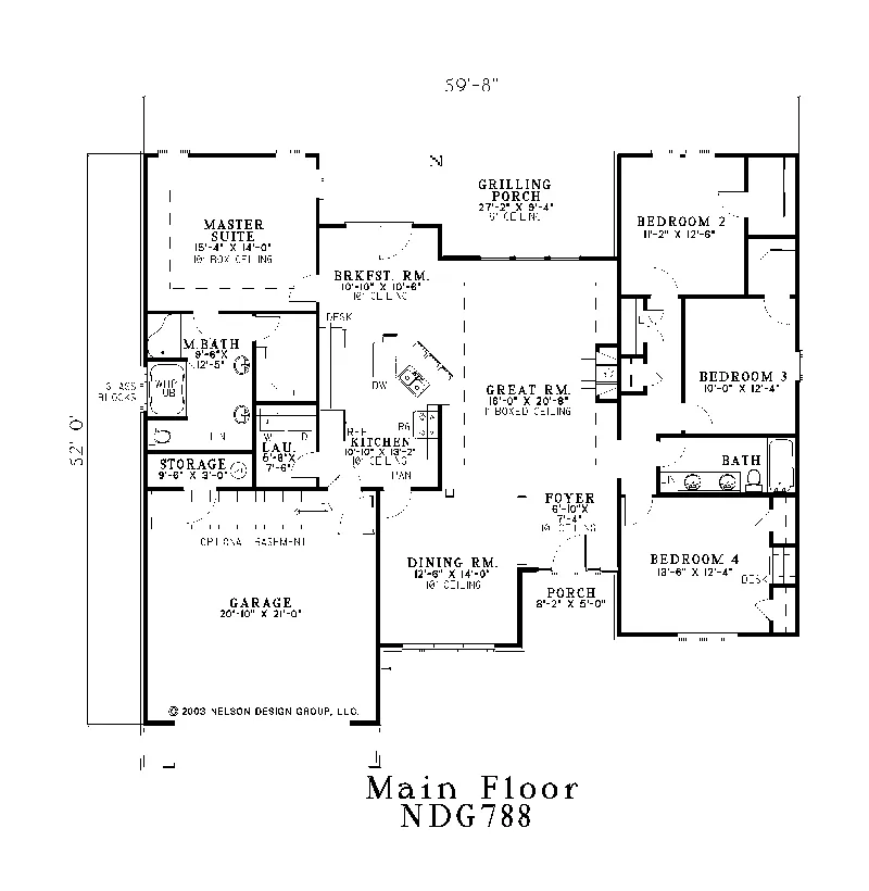 Ranch House Plan First Floor - Burdale Ranch Home 055D-0114 - Search House Plans and More