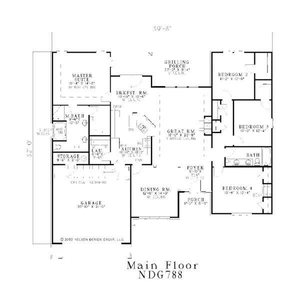 Ranch House Plan First Floor - Burdale Ranch Home 055D-0114 - Search House Plans and More