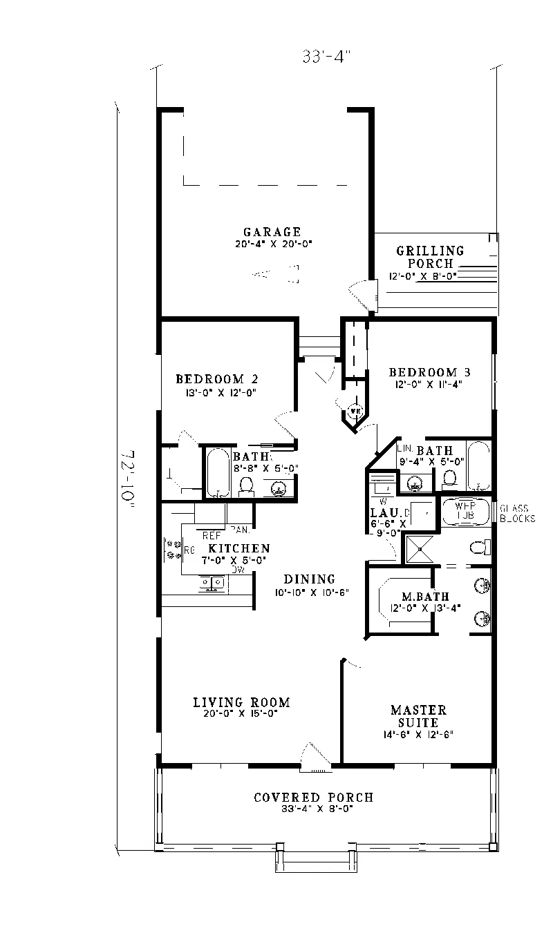Ranch House Plan First Floor - Willingdale Narrow Lot Home 055D-0116 - Shop House Plans and More