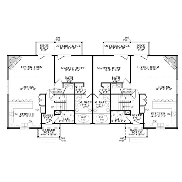 Rustic House Plan First Floor - Hunters Pass Log Duplex 055D-0117 - Search House Plans and More