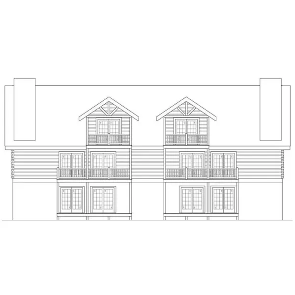 Rustic House Plan Rear Elevation - Hunters Pass Log Duplex 055D-0117 - Search House Plans and More