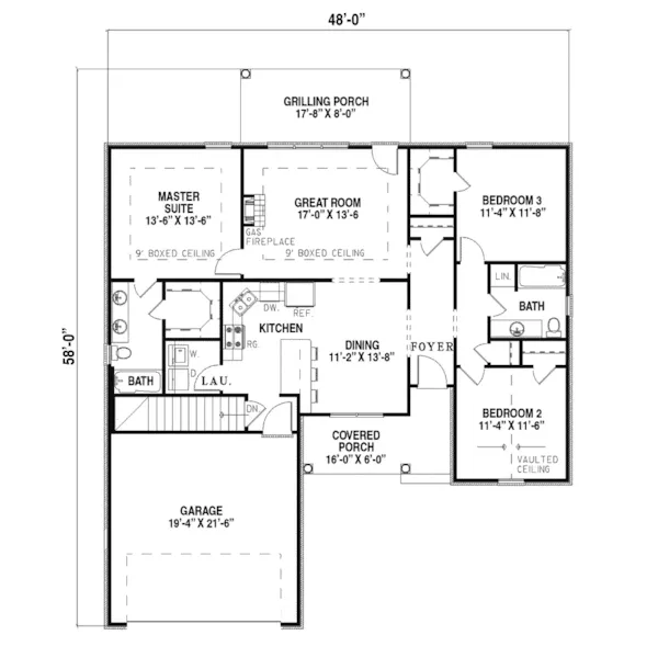 Ranch House Plan First Floor - Winona Ridge Ranch Home 055D-0123 - Shop House Plans and More