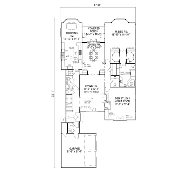 Neoclassical House Plan First Floor - Darin Neoclassical Home 055D-0124 - Search House Plans and More