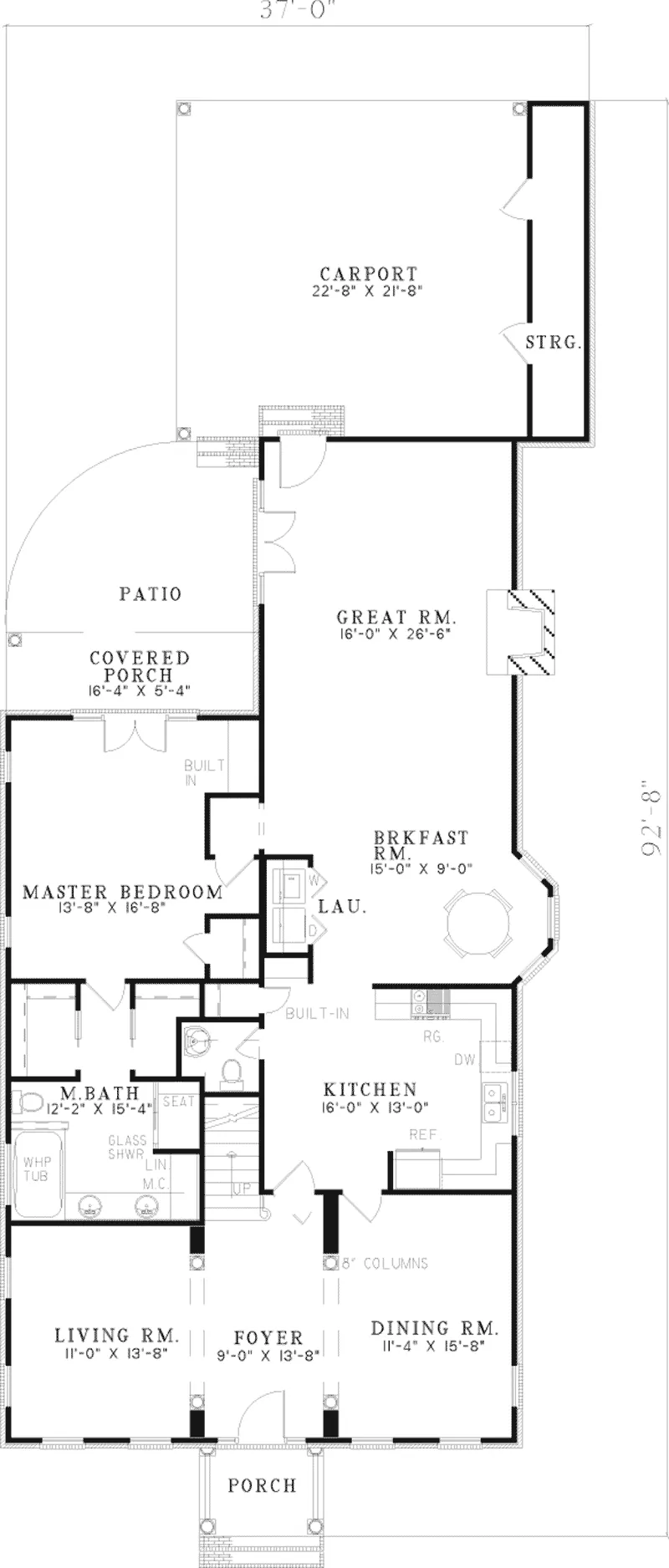 Colonial House Plan First Floor - Fair Isle Bungalow Home 055D-0125 - Search House Plans and More