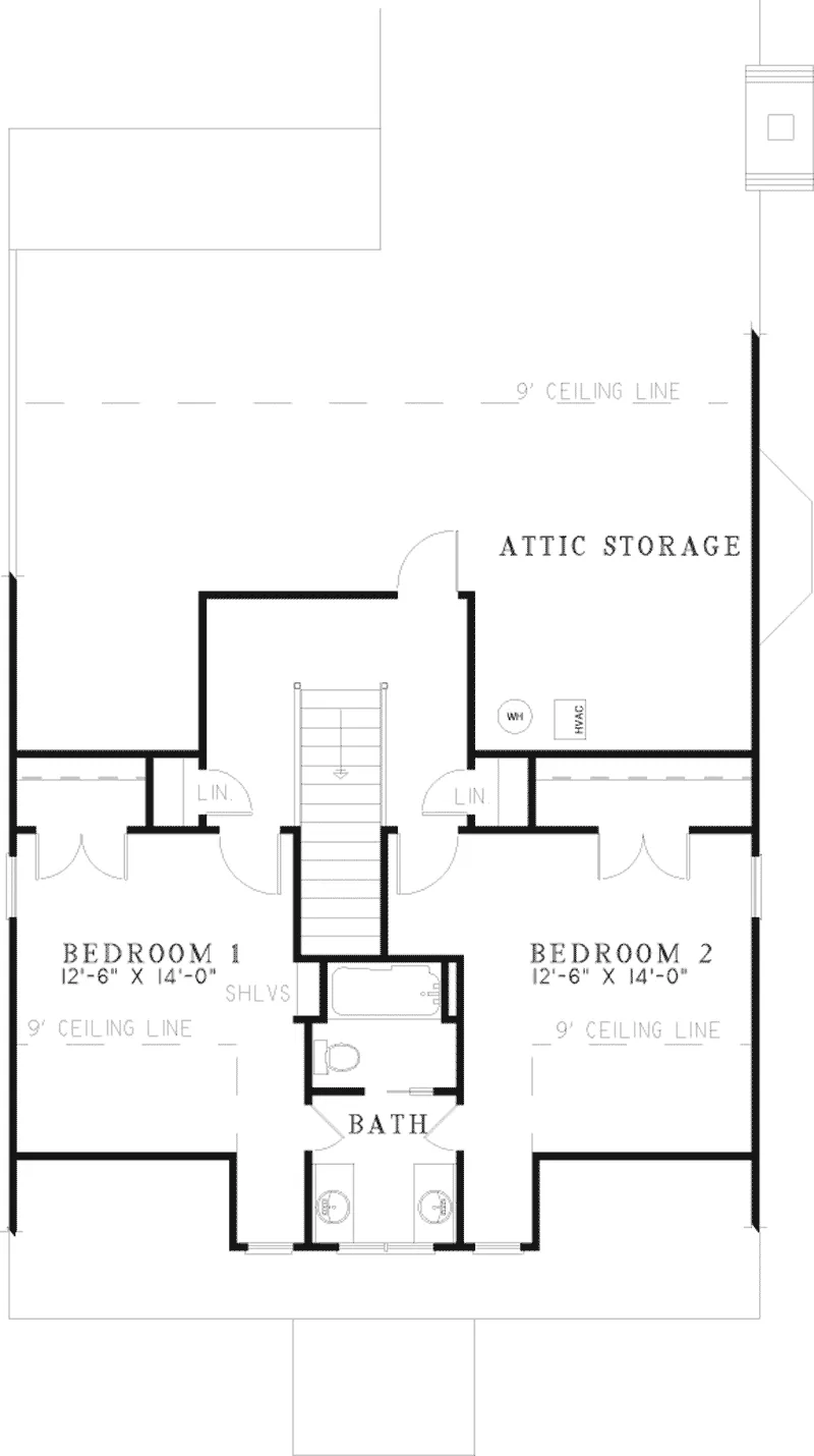 Colonial House Plan Second Floor - Fair Isle Bungalow Home 055D-0125 - Search House Plans and More