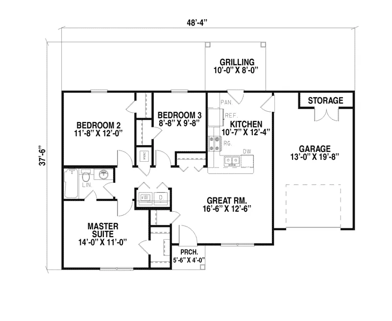 Ranch House Plan First Floor - Dunraven Cabin Cottage Home 055D-0126 - Search House Plans and More