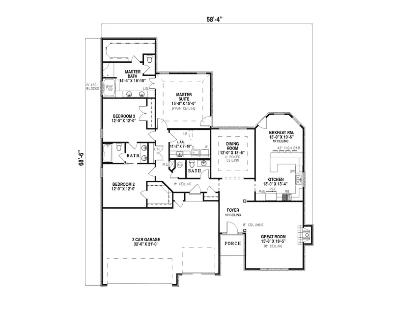 Southern House Plan First Floor - Hidalgo Traditional Home 055D-0127 - Search House Plans and More