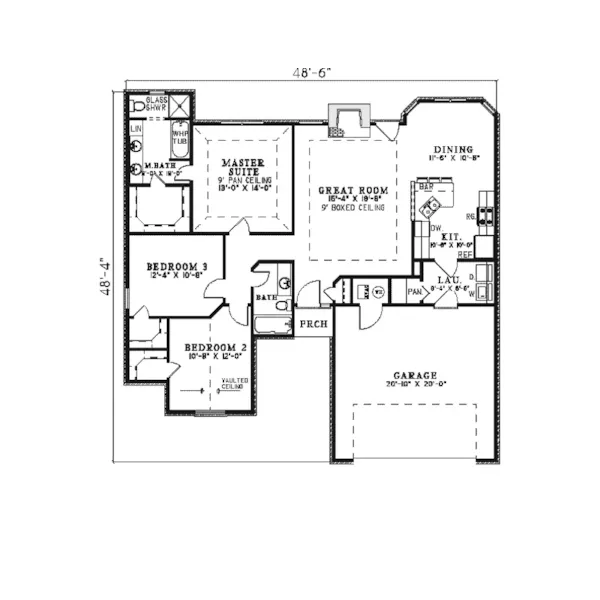 Ranch House Plan First Floor - Milwaukee Traditional Home 055D-0132 - Shop House Plans and More