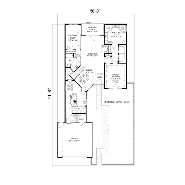 Southern House Plan First Floor - Kingdel Neoclassical Home 055D-0134 - Search House Plans and More