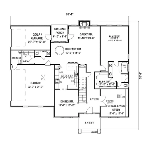 Luxury House Plan First Floor - Fairdale Traditional Home 055D-0136 - Search House Plans and More