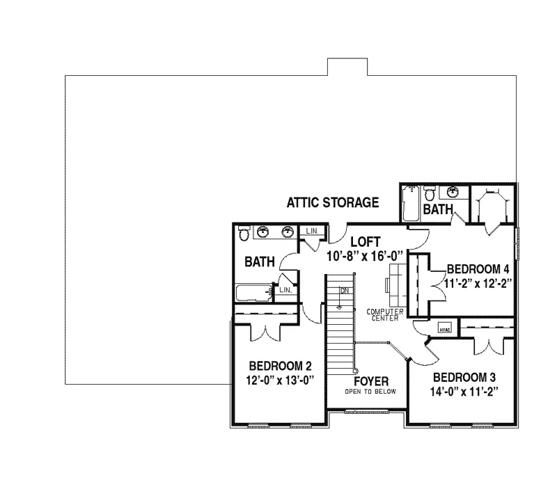 Contemporary House Plan Second Floor - Fairdale Traditional Home 055D-0136 - Search House Plans and More