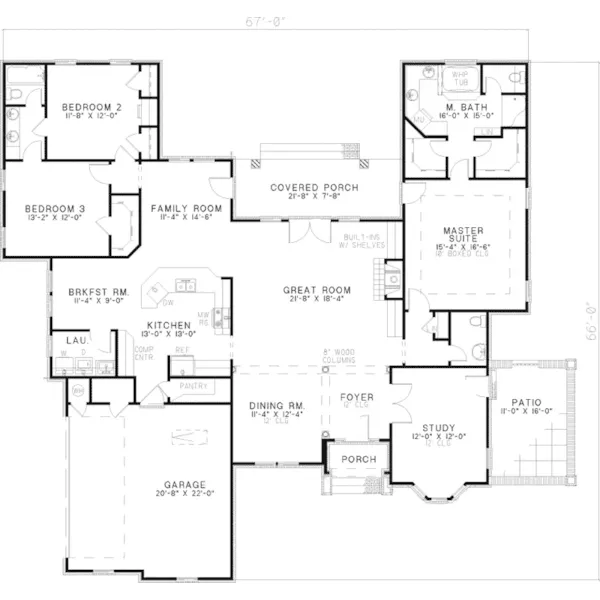 Contemporary House Plan First Floor - Tindall Traditional Home 055D-0137 - Shop House Plans and More