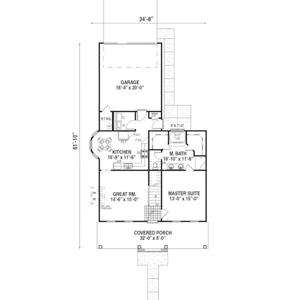 Colonial House Plan First Floor - Karabriar Southern Design Plan055D-0140 - Search House Plans and More