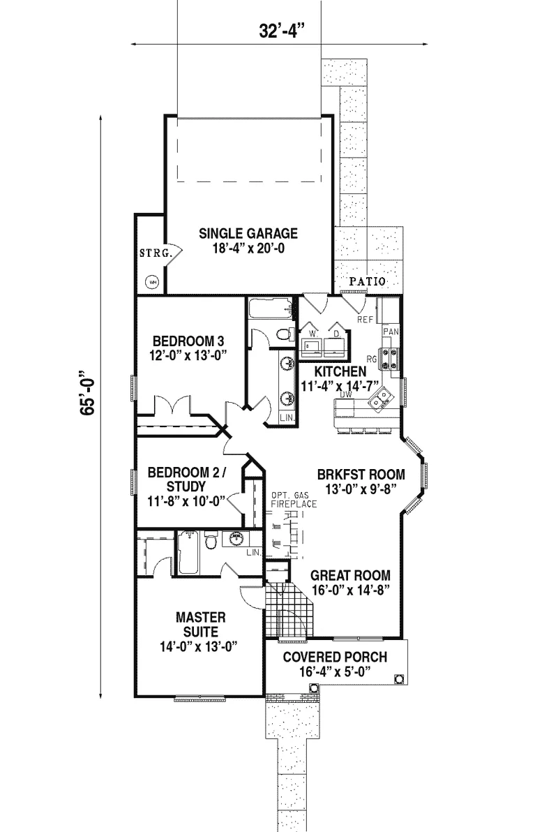 Ranch House Plan First Floor - Labrador Ranch Home 055D-0141 - Shop House Plans and More