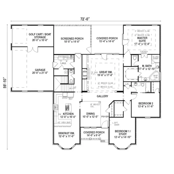 Country House Plan First Floor - Ridge Trace Ranch Home 055D-0142 - Shop House Plans and More