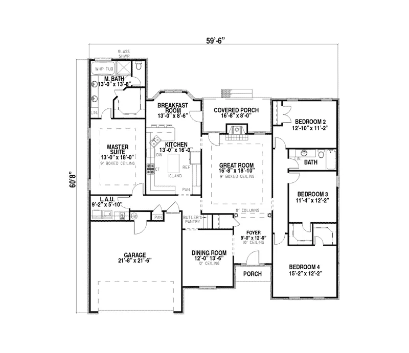 Southern House Plan First Floor - Hollander European Home 055D-0145 - Search House Plans and More