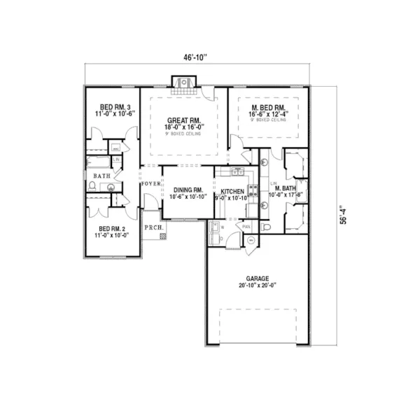 Contemporary House Plan First Floor - Bissell Ranch Home 055D-0148 - Search House Plans and More