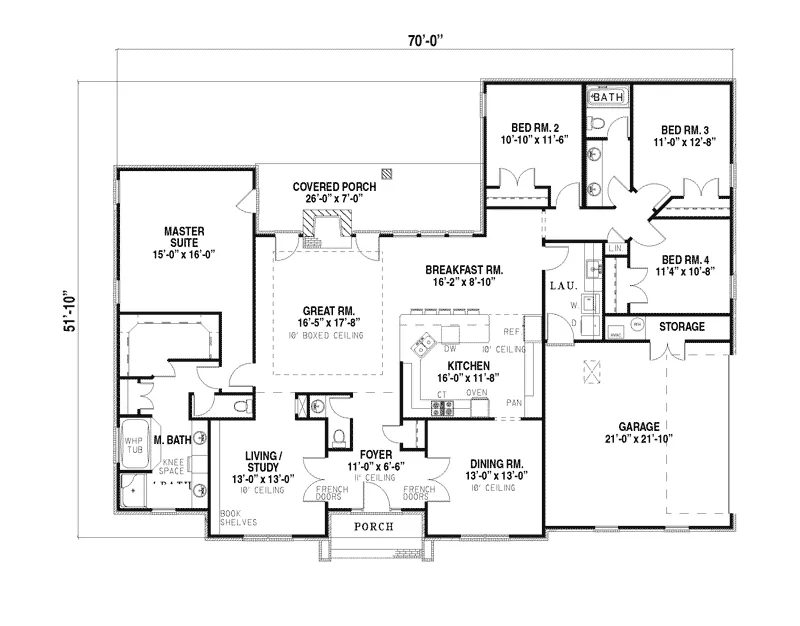 Traditional House Plan First Floor - Virginia Traditional Home 055D-0149 - Shop House Plans and More