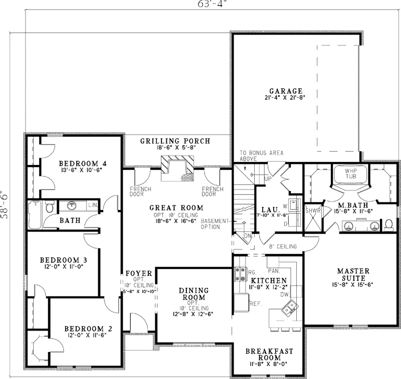 Ranch House Plan First Floor - Constantine Mill Southern Home 055D-0151 - Search House Plans and More