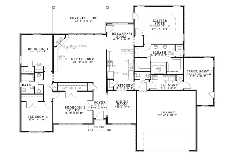 European House Plan First Floor - Autry Ranch Home 055D-0152 - Search House Plans and More