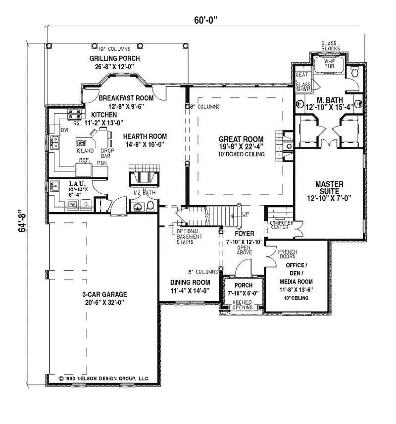 Traditional House Plan First Floor - Devera Traditional Home 055D-0154 - Search House Plans and More