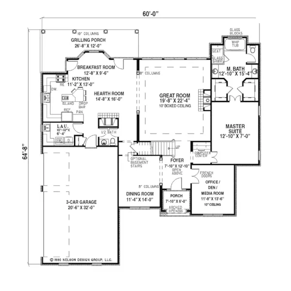 Contemporary House Plan First Floor - Devera Traditional Home 055D-0154 - Search House Plans and More