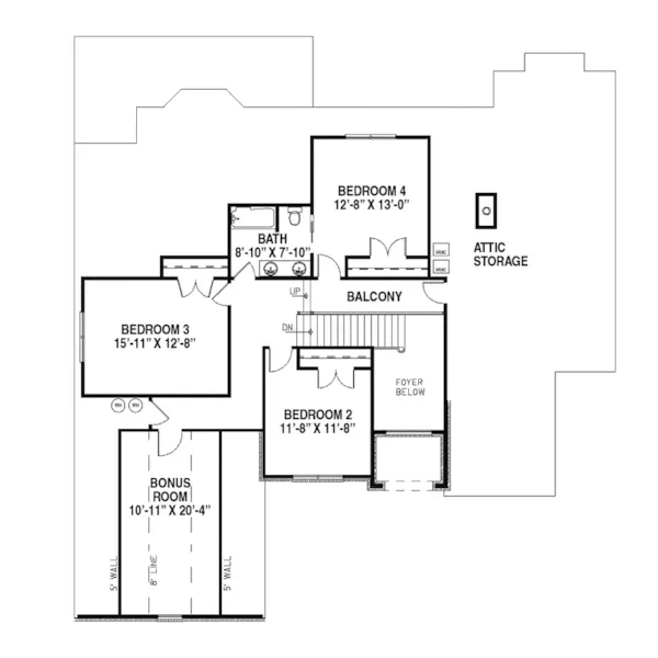 Contemporary House Plan Second Floor - Devera Traditional Home 055D-0154 - Search House Plans and More