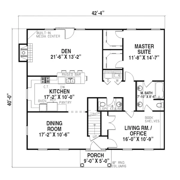 Colonial House Plan First Floor - Elbring New England Style Home 055D-0155 - Search House Plans and More