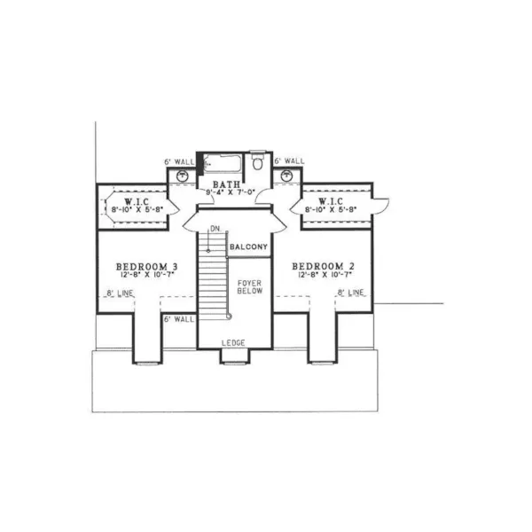 Southern House Plan Second Floor - Corgan Country Acadian Home 055D-0156 - Search House Plans and More