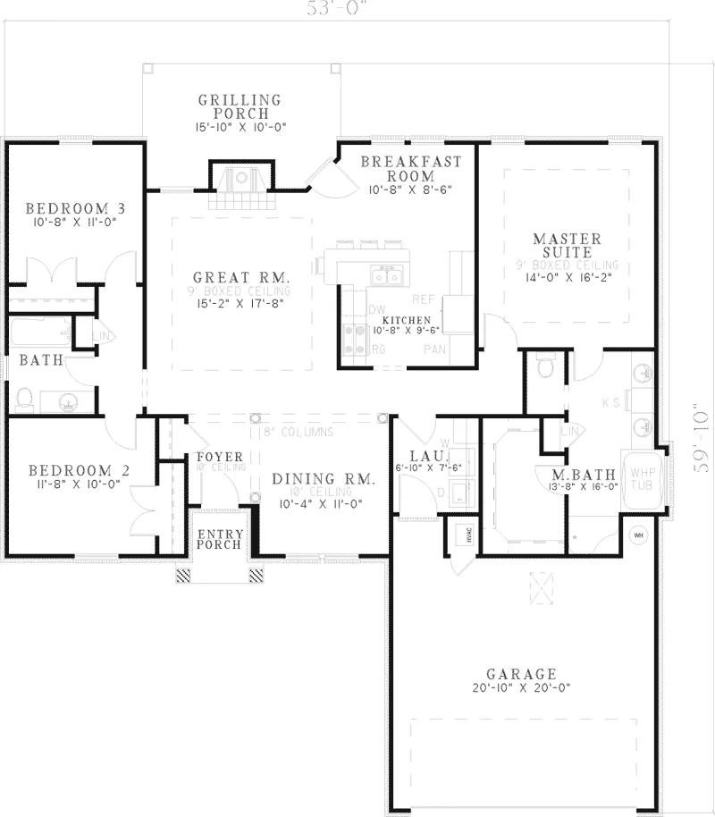 European House Plan First Floor - Cherry Spring Ranch Home 055D-0158 - Search House Plans and More