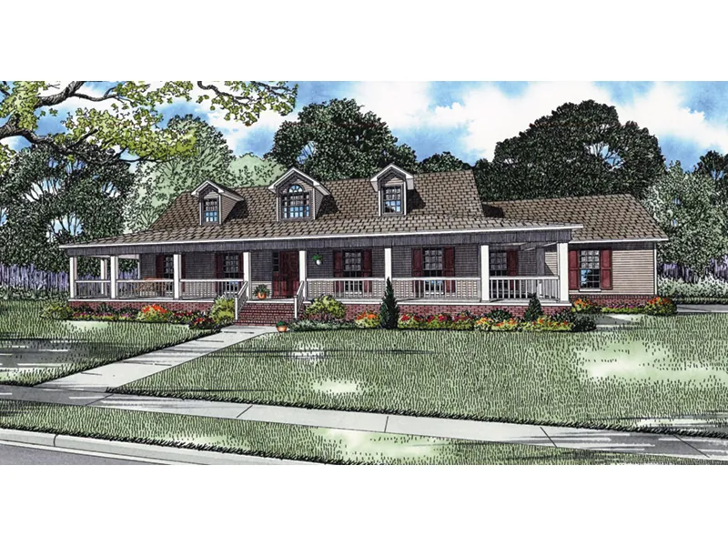 Acadian House Plan Front Image - Gianino Country Ranch Home 055D-0162 - Search House Plans and More