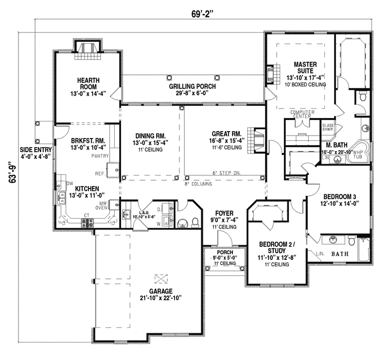 Contemporary House Plan First Floor - Montani Ranch Home 055D-0164 - Shop House Plans and More