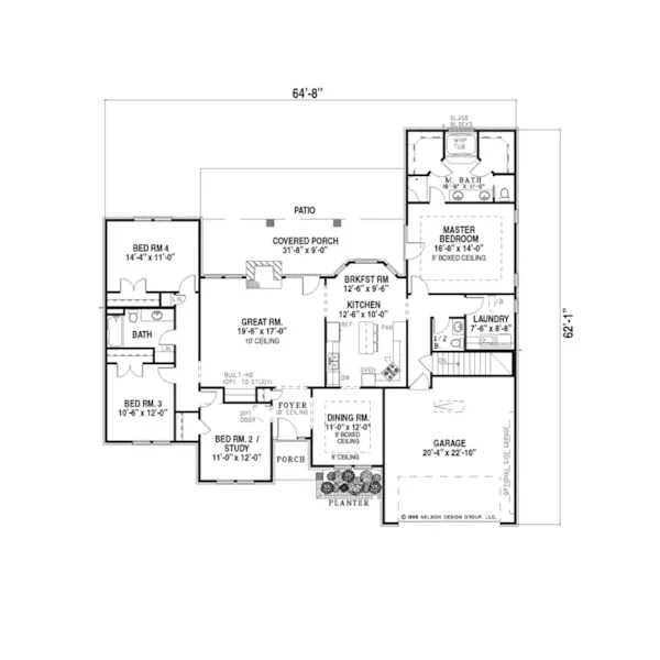 Ranch House Plan First Floor - Marshall Crossing Ranch Home 055D-0166 - Shop House Plans and More